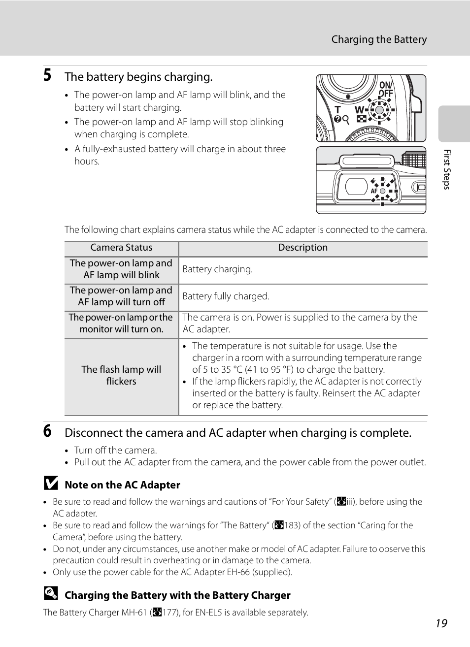 The battery begins charging | Nikon P6000 User Manual | Page 33 / 220