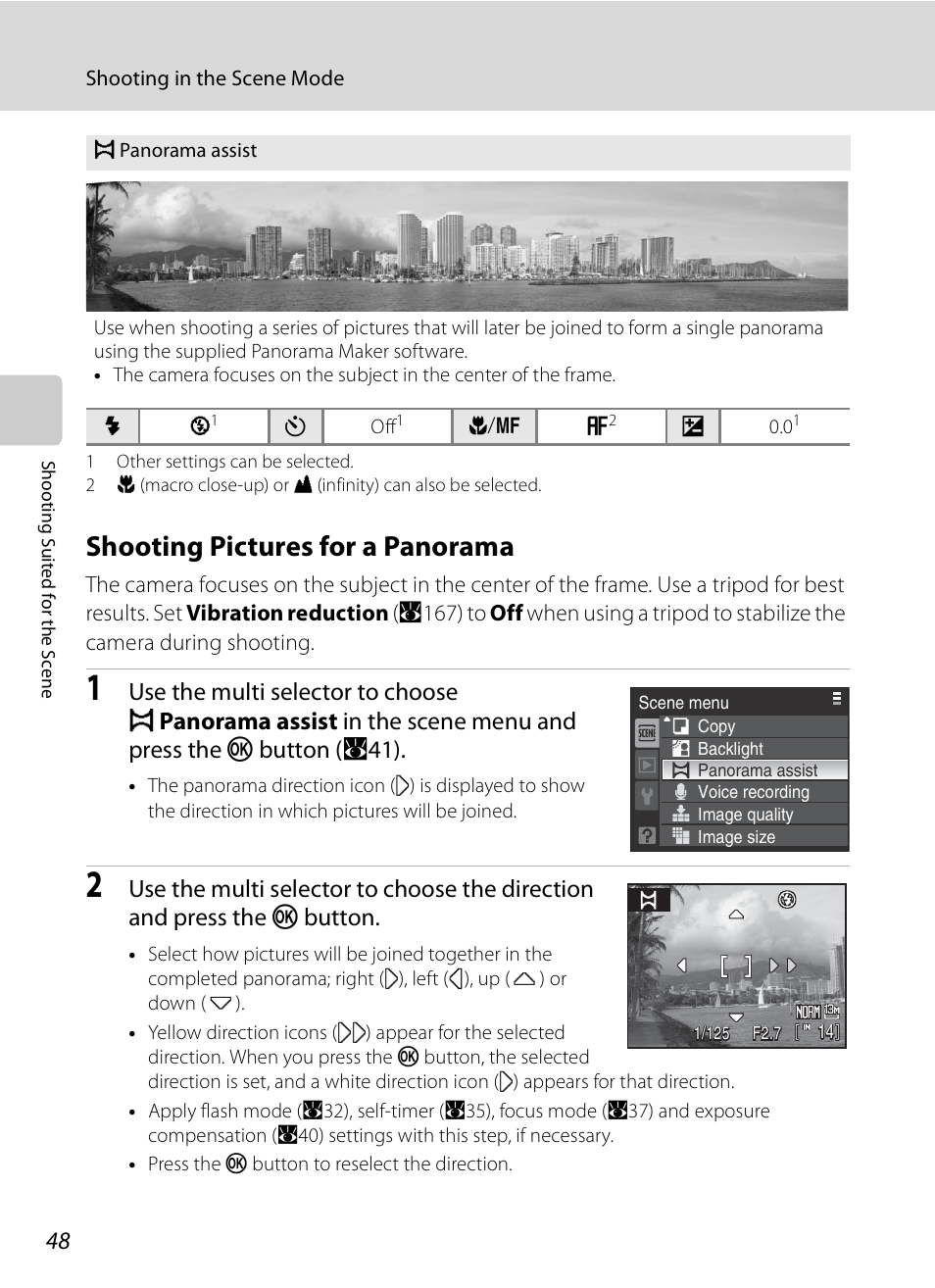 Shooting pictures for a panorama | Nikon P6000 User Manual | Page 62 / 220