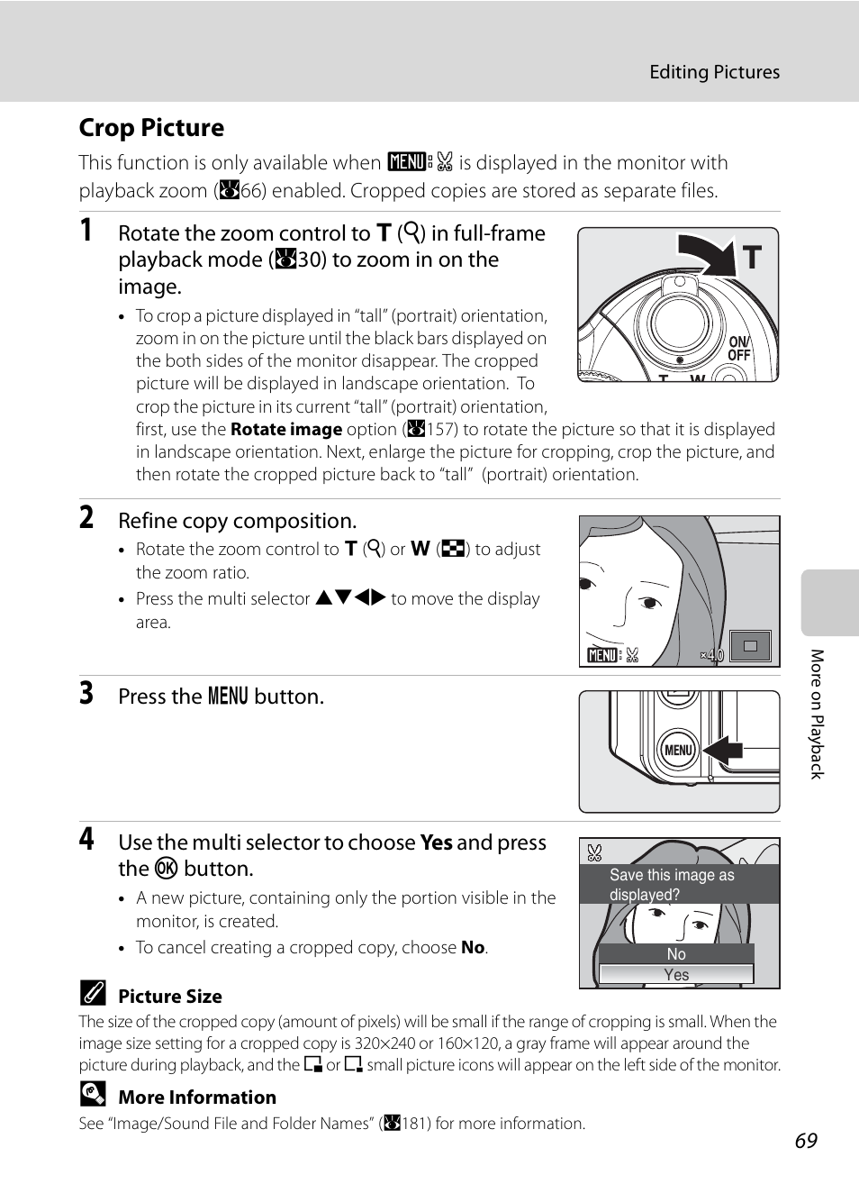 Crop picture, A69) | Nikon P6000 User Manual | Page 83 / 220