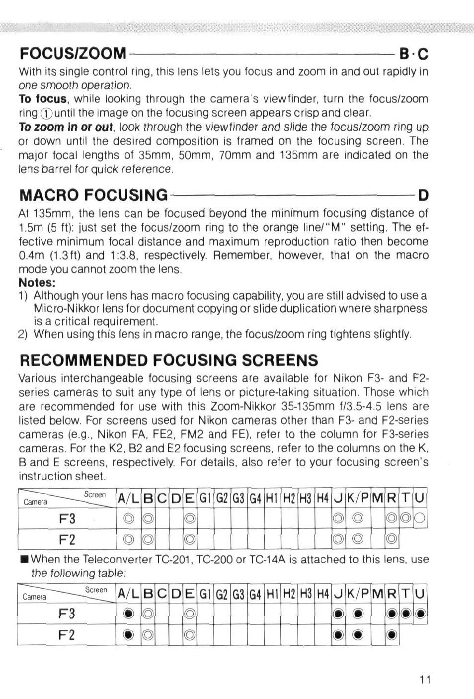 Screen camera, Mr t u | Nikon AI-S Zoom-NIKKOR 35-135mm f-3.5-4.5 User Manual | Page 11 / 40