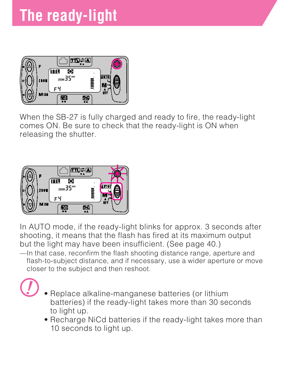The ready-light | Nikon SB-27 User Manual | Page 17 / 92