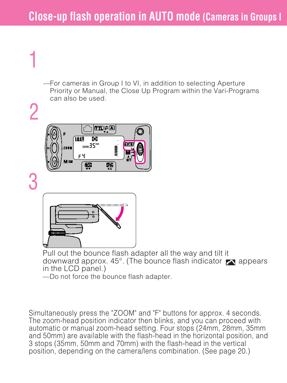 Close-up flash operation in auto mode, Cameras in groups i, Procedures (with the sb-27 mounted on the camera) | Nikon SB-27 User Manual | Page 56 / 92