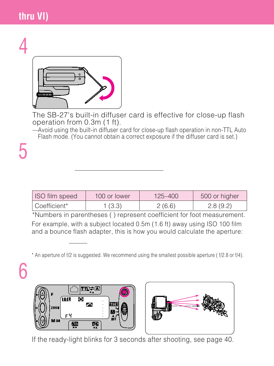 Thru vi), Set up the diffuser card as shown | Nikon SB-27 User Manual | Page 57 / 92