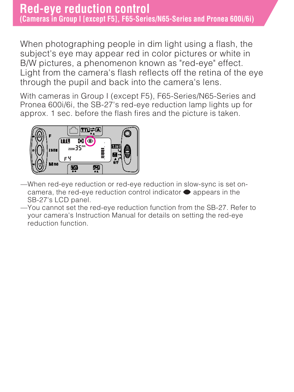 Red-eye reduction control | Nikon SB-27 User Manual | Page 71 / 92