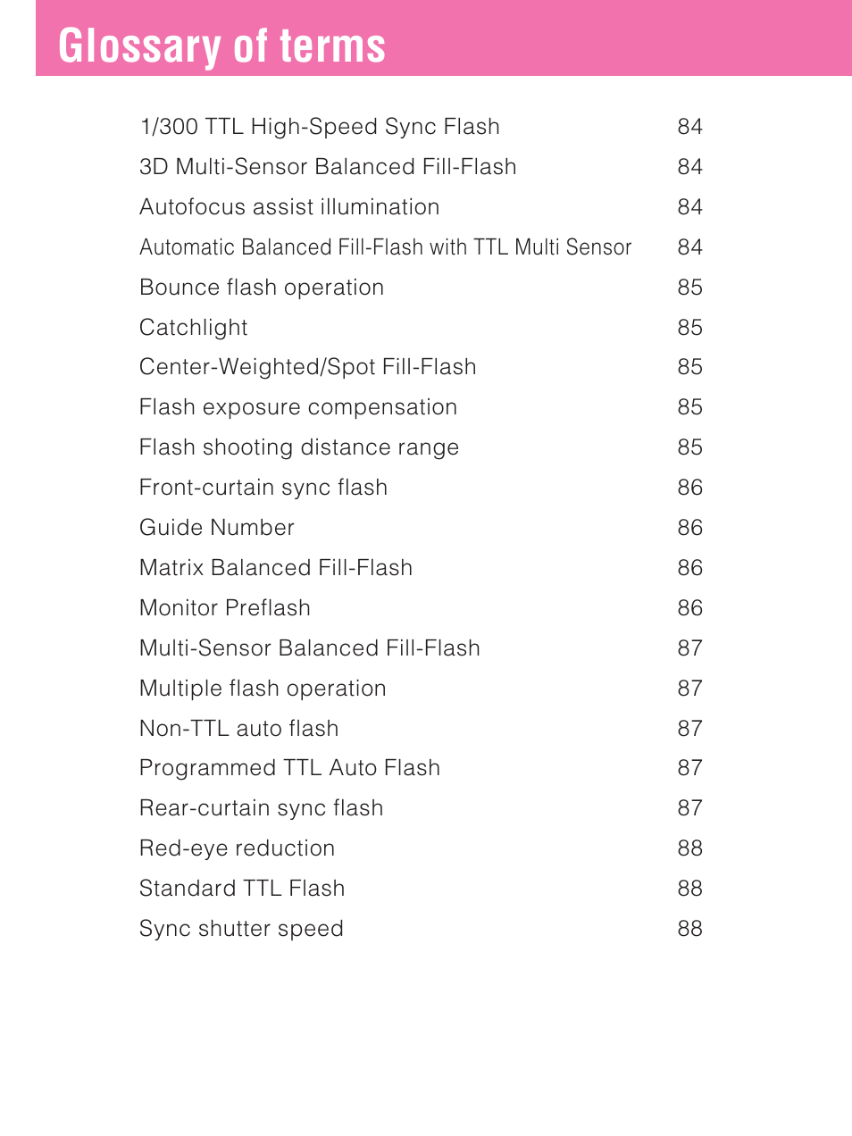 Glossary of terms | Nikon SB-27 User Manual | Page 83 / 92