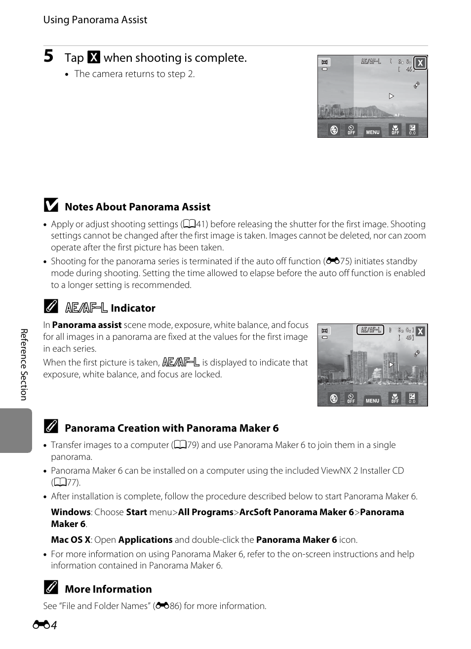 Tap h when shooting is complete | Nikon S4200 User Manual | Page 112 / 224