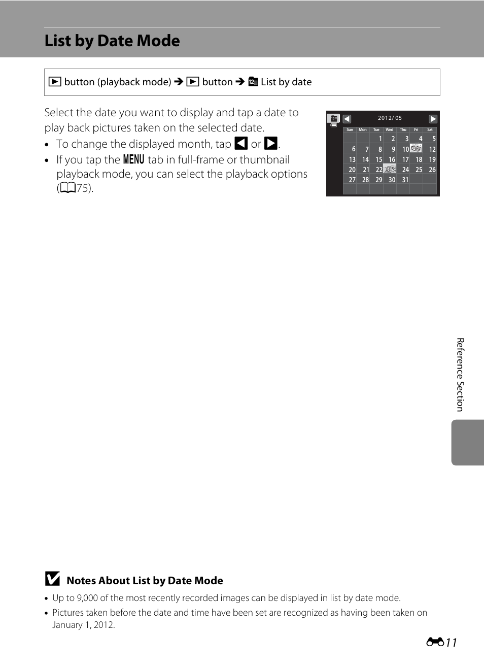List by date mode | Nikon S4200 User Manual | Page 119 / 224