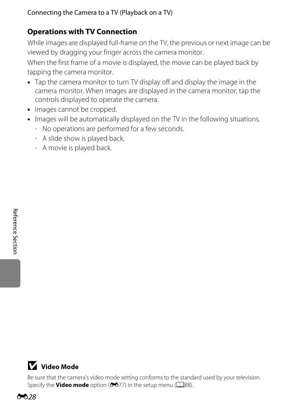 Operations with tv connection” (e28) | Nikon S4200 User Manual | Page 136 / 224