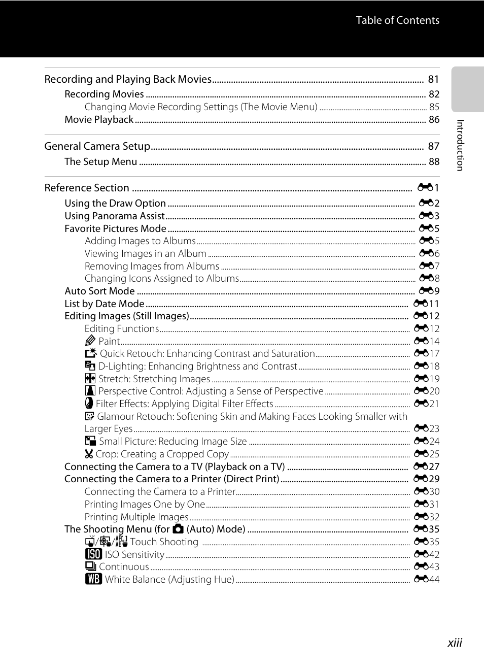Xiii | Nikon S4200 User Manual | Page 15 / 224