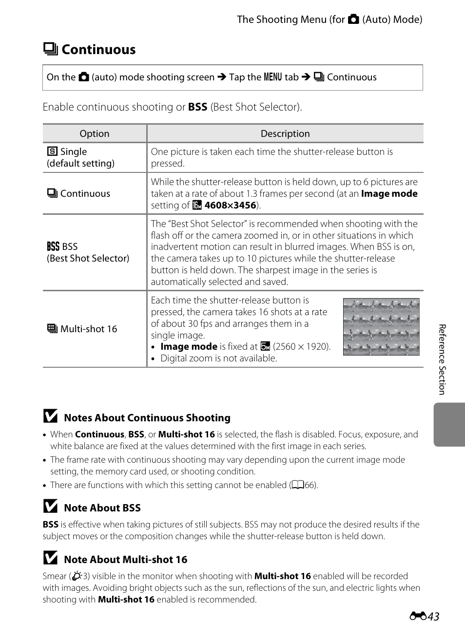 Continuous, C continuous | Nikon S4200 User Manual | Page 151 / 224