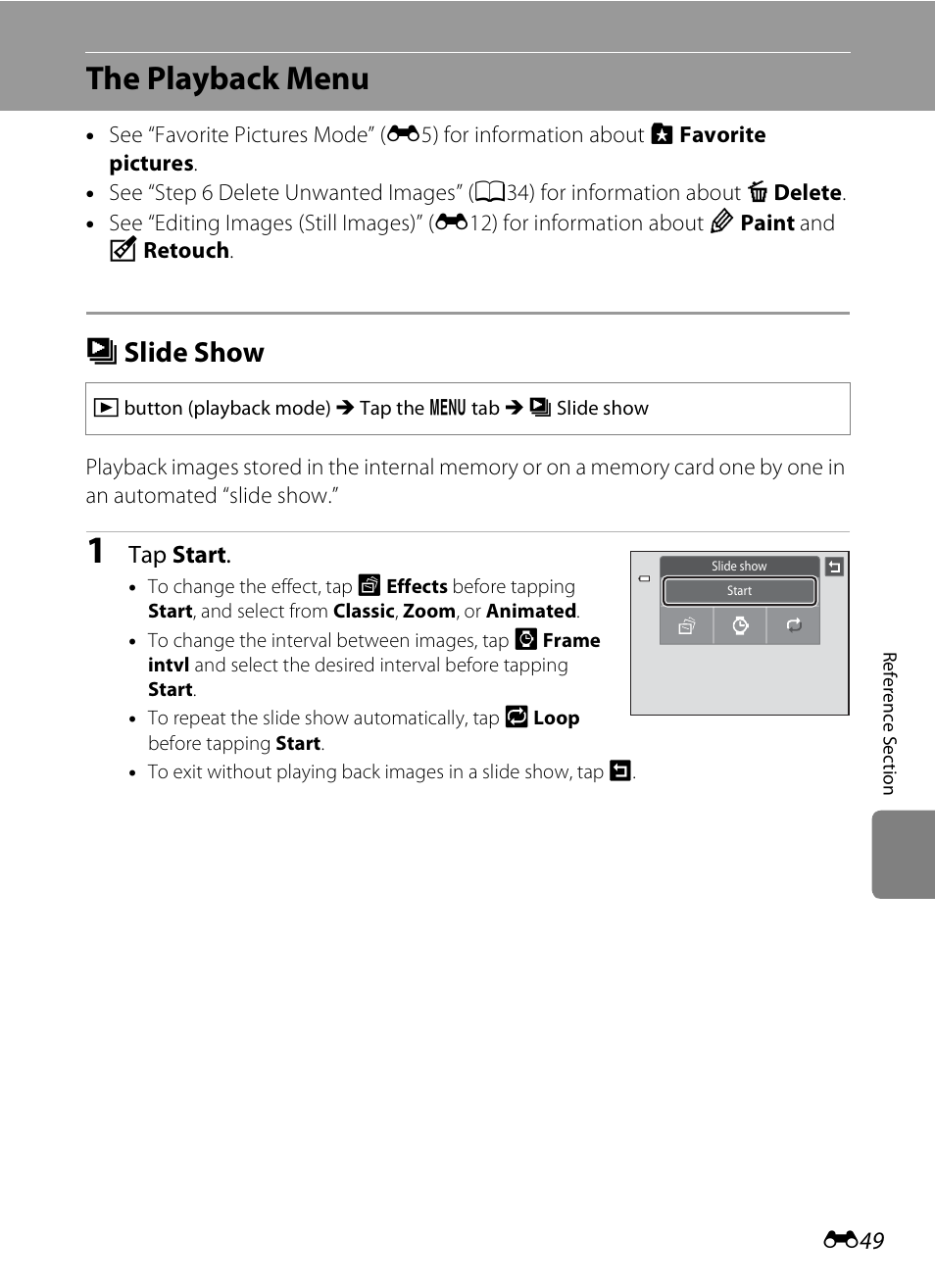 The playback menu, Slide show, B slide show | Nikon S4200 User Manual | Page 157 / 224