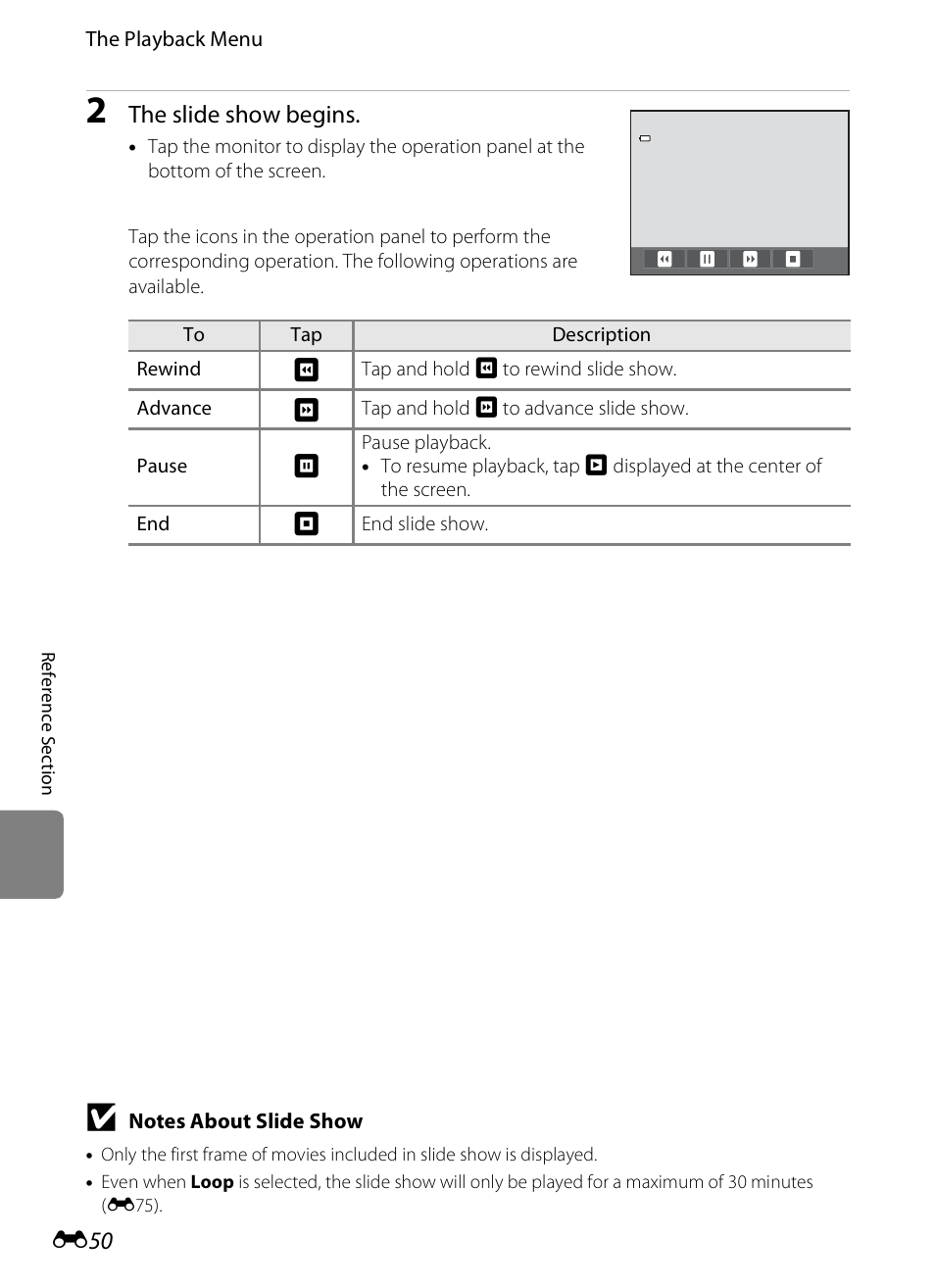 The slide show begins | Nikon S4200 User Manual | Page 158 / 224