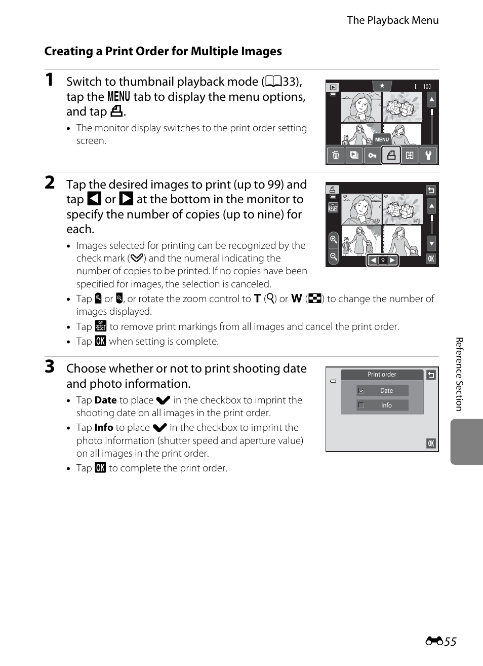 Creating a print order for multiple images | Nikon S4200 User Manual | Page 163 / 224