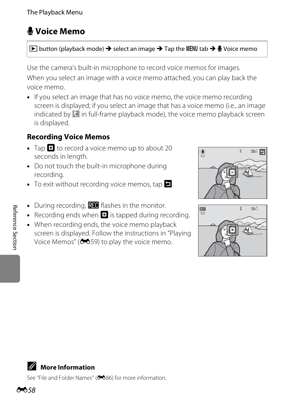 Voice memo | Nikon S4200 User Manual | Page 166 / 224