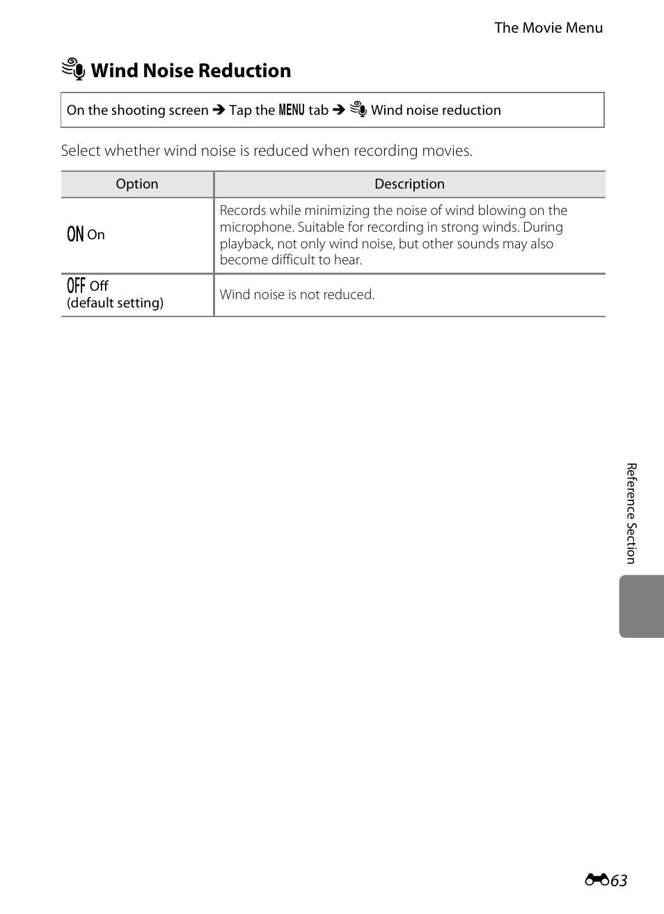 Wind noise reduction, Y wind noise reduction | Nikon S4200 User Manual | Page 171 / 224