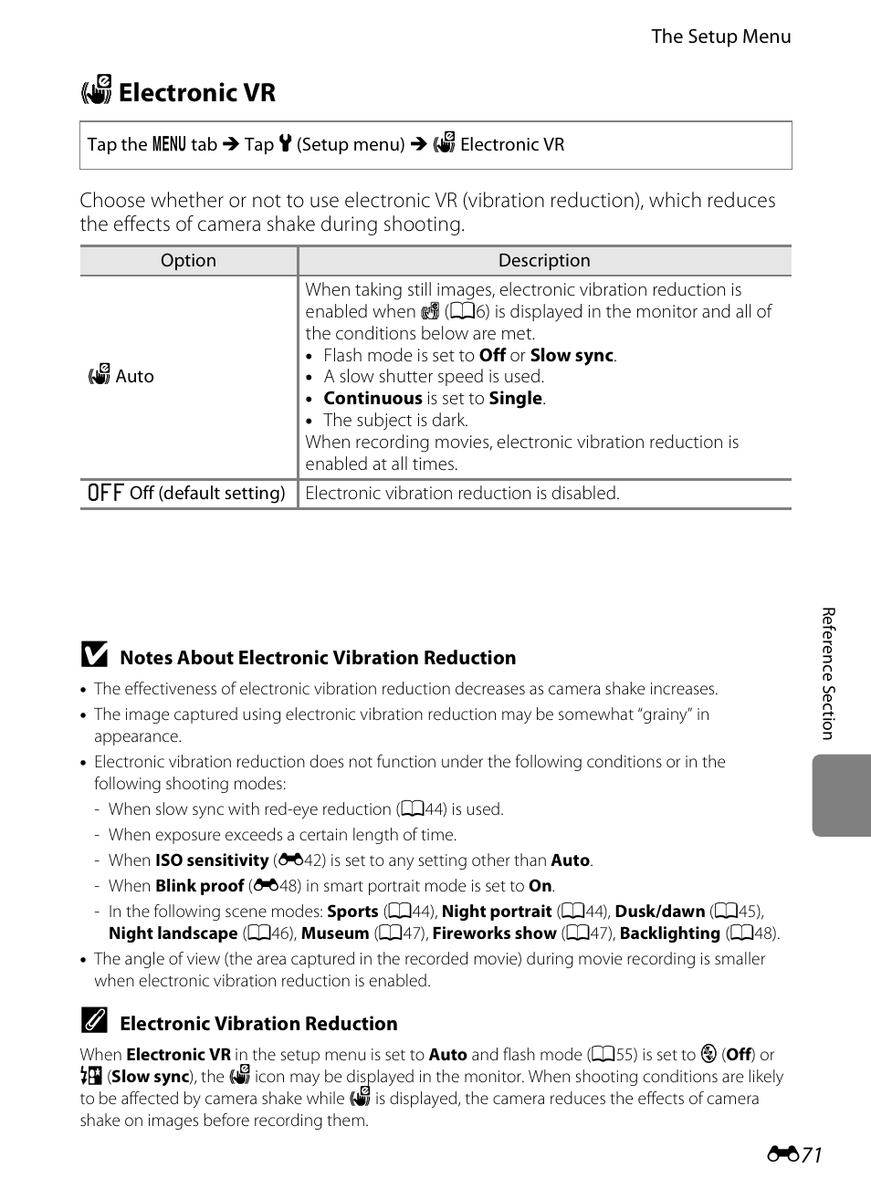 Electronic vr, W electronic vr | Nikon S4200 User Manual | Page 179 / 224