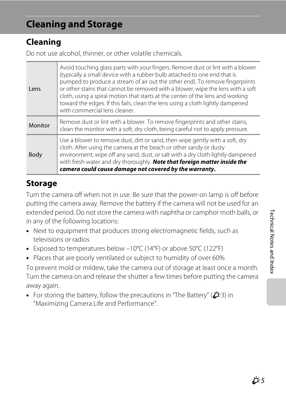 Cleaning and storage, Cleaning, Storage | Nikon S4200 User Manual | Page 205 / 224