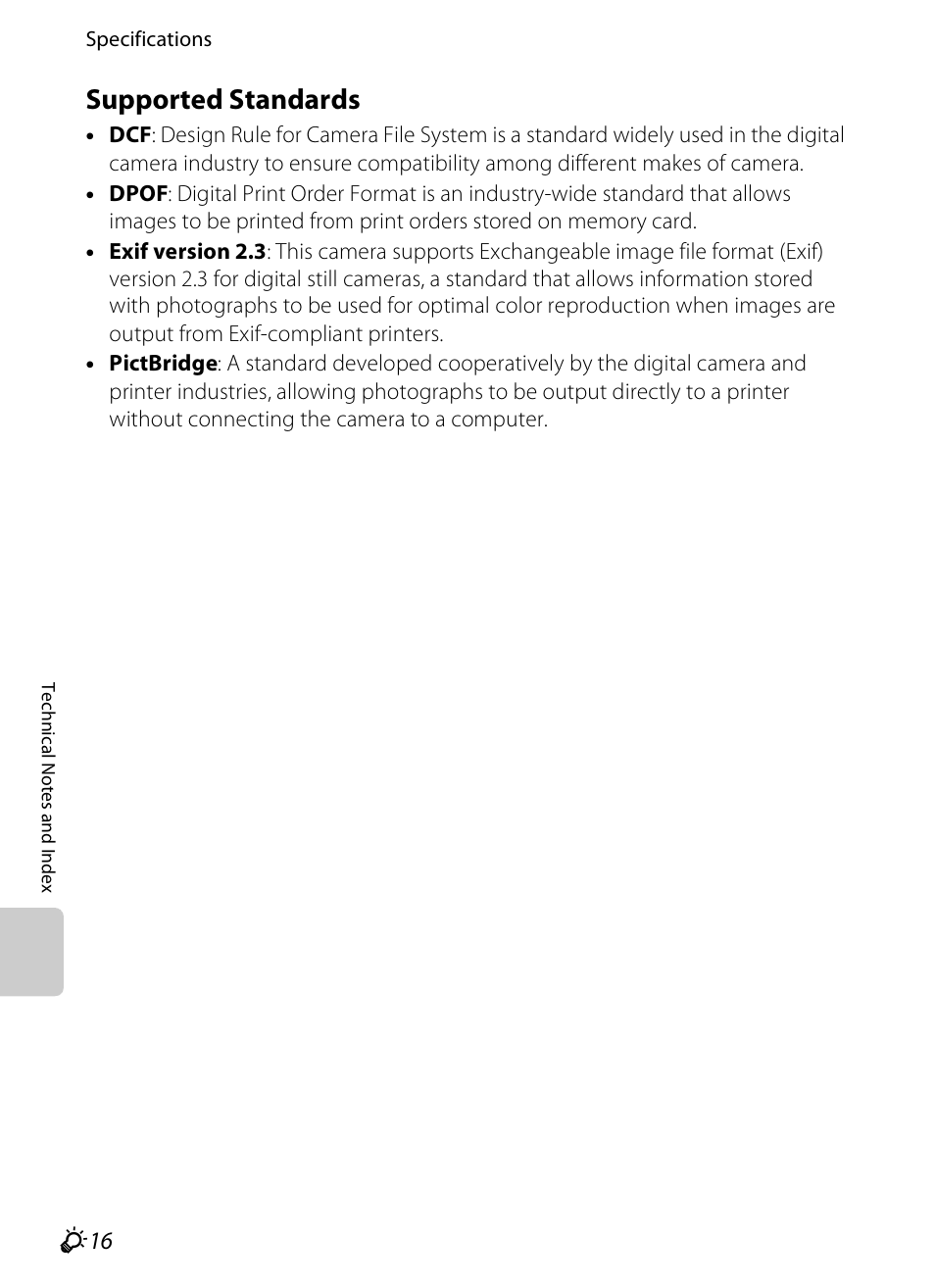 Supported standards, F16) | Nikon S4200 User Manual | Page 216 / 224