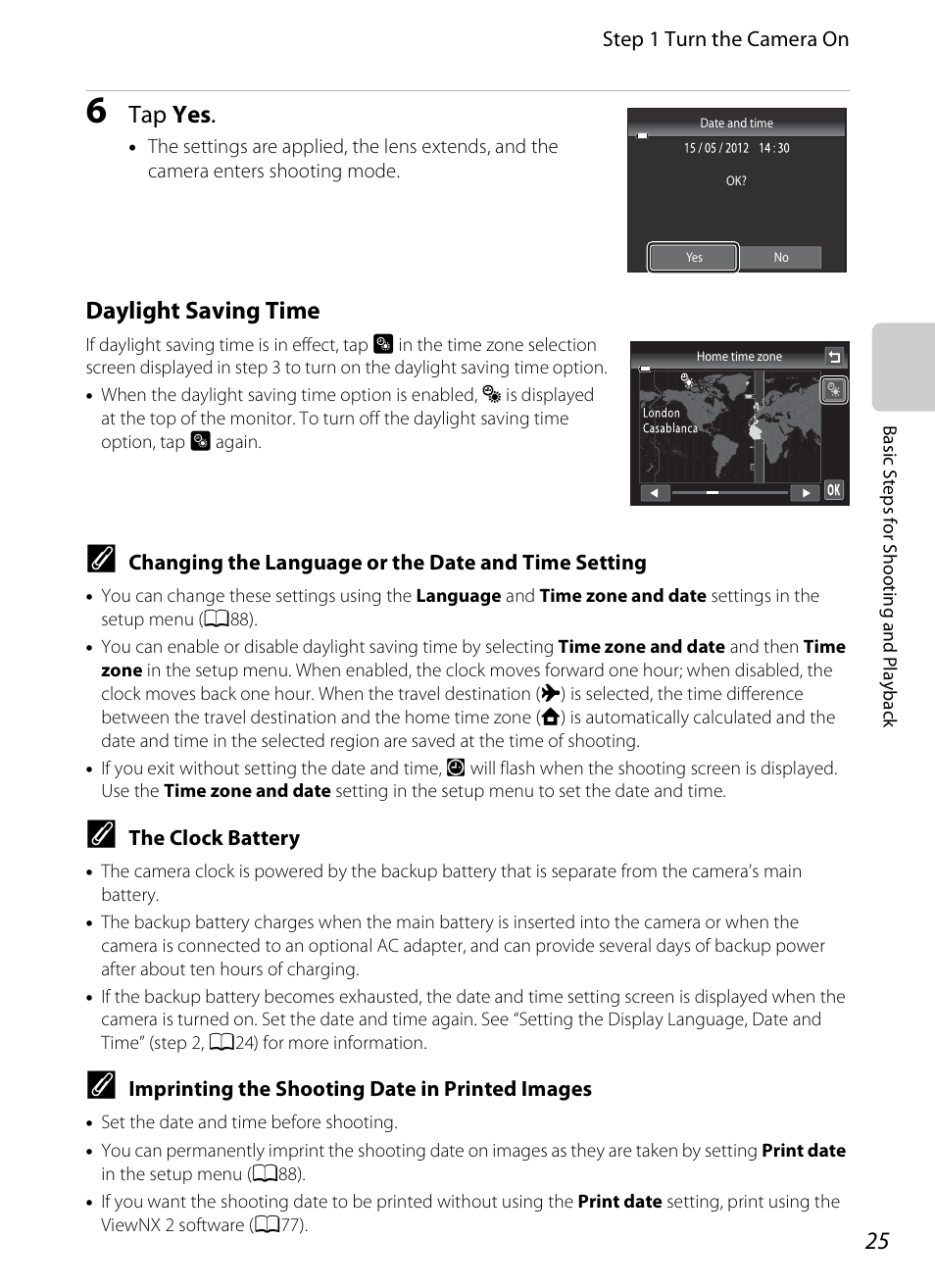 Daylight saving time, Tap yes | Nikon S4200 User Manual | Page 43 / 224