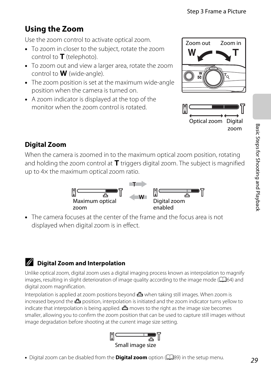 Using the zoom, Digital zoom | Nikon S4200 User Manual | Page 47 / 224