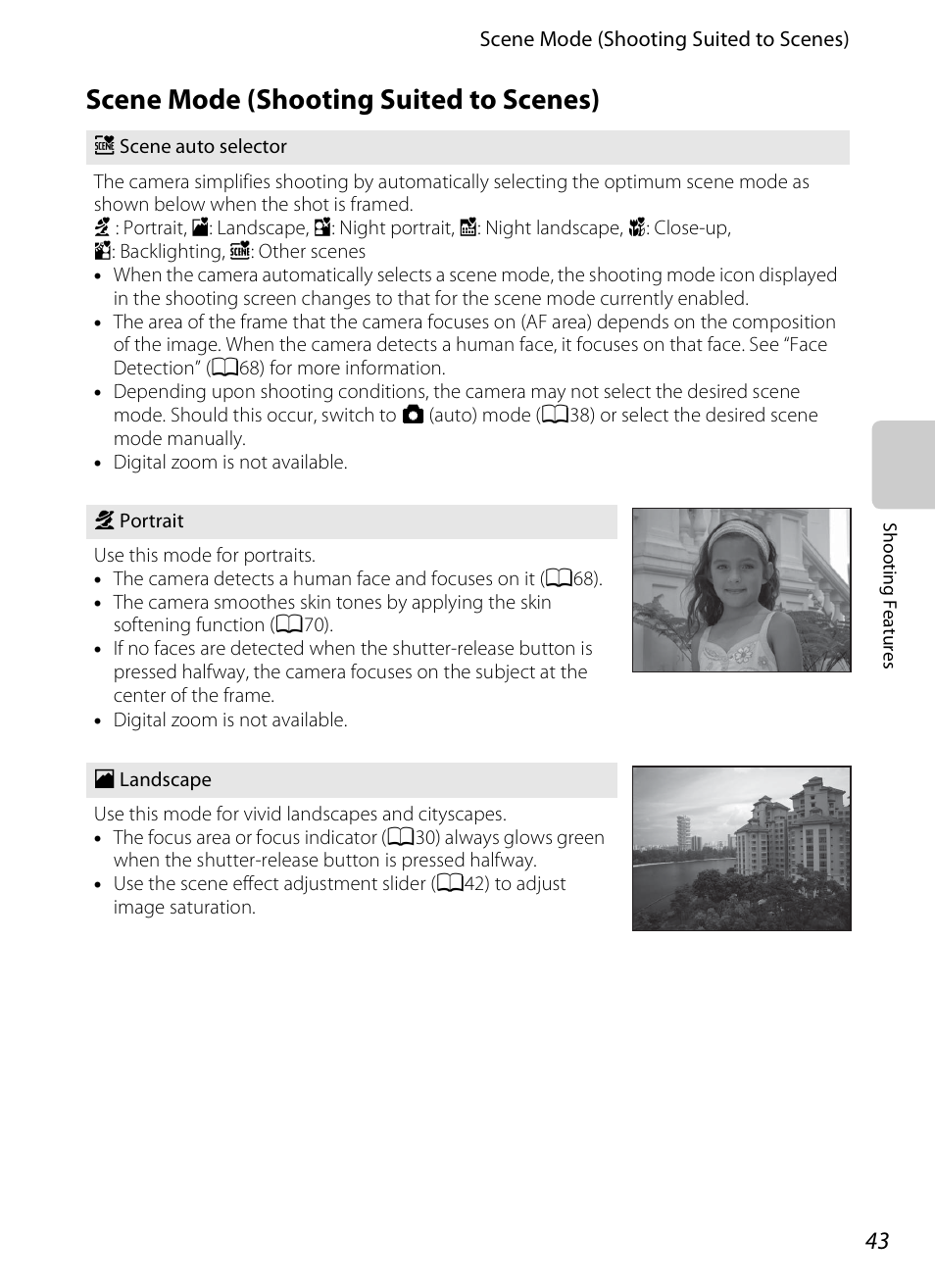 Scene mode (shooting suited to scenes) | Nikon S4200 User Manual | Page 61 / 224