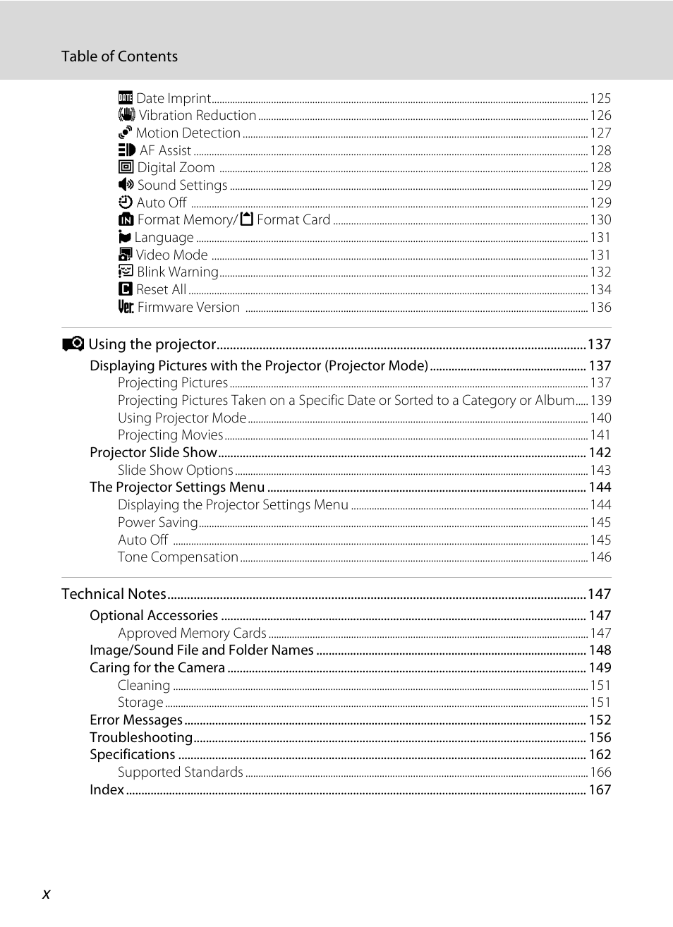Nikon S1000pj User Manual | Page 12 / 184
