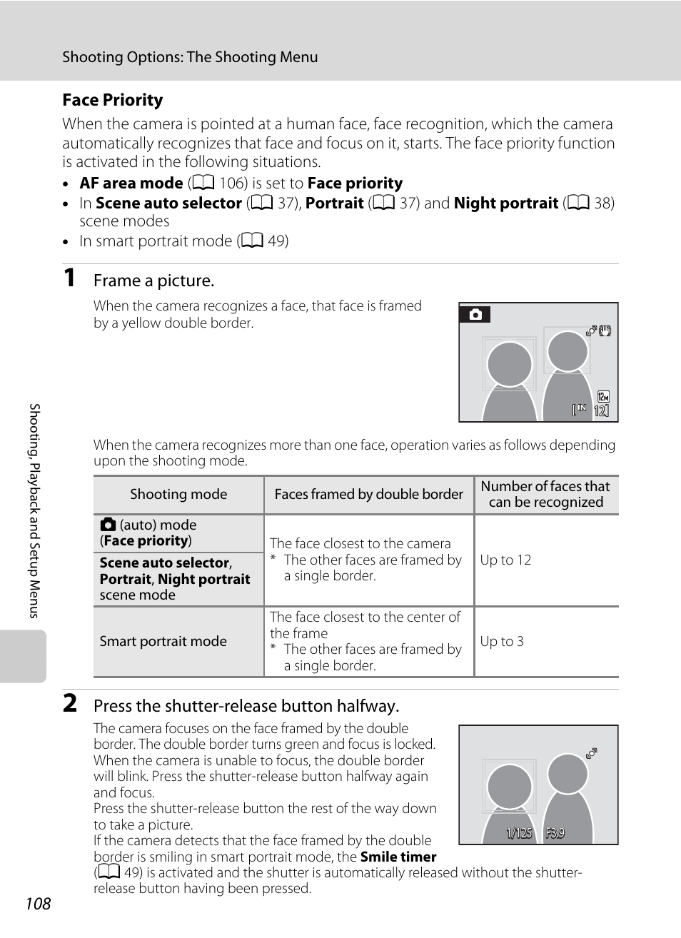 Face priority, A 108), A 108) ar | A 108) for, E “face priority, A 108, A 108) by rotating | Nikon S1000pj User Manual | Page 120 / 184