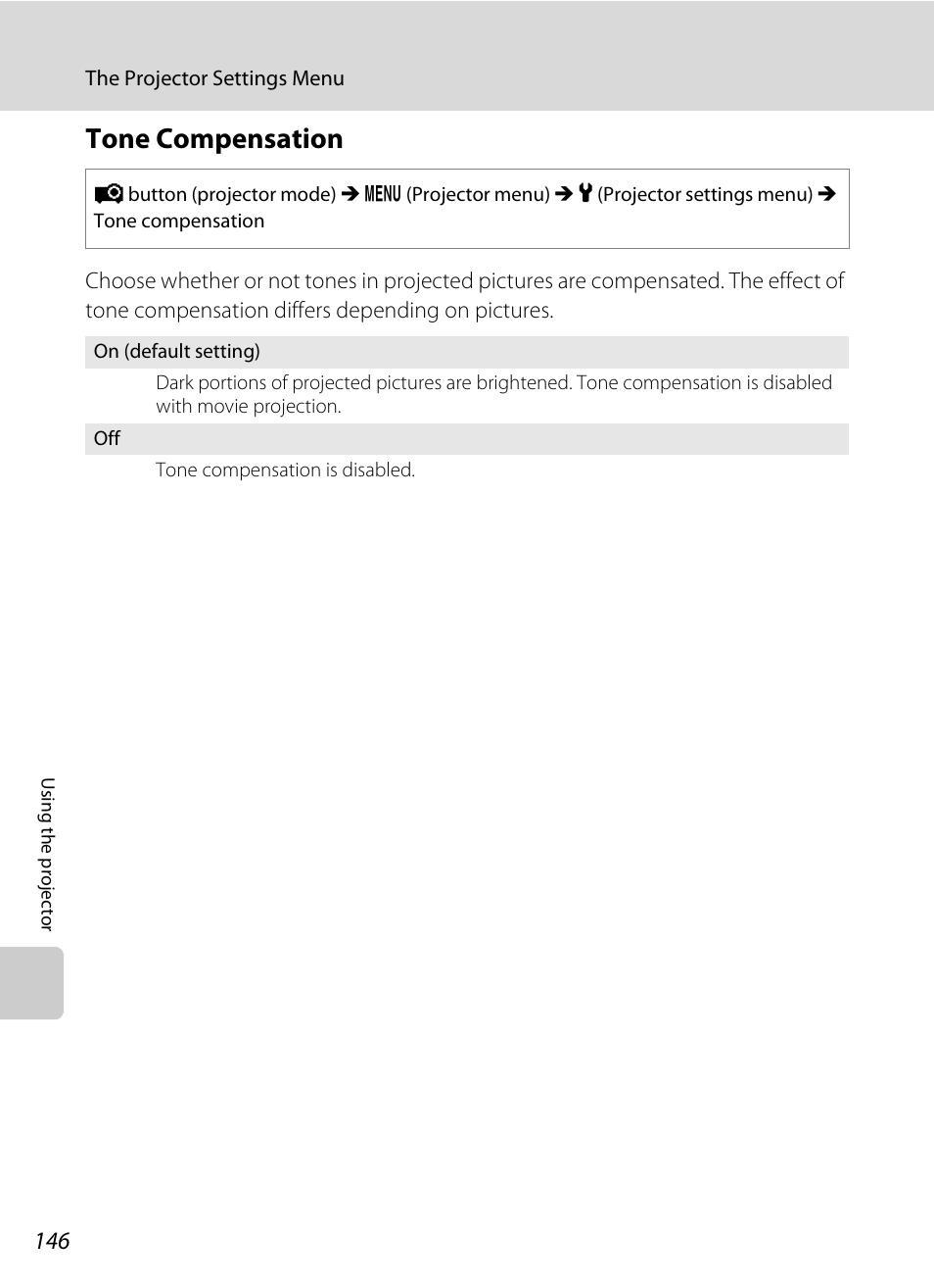 Tone compensation, A 146) | Nikon S1000pj User Manual | Page 158 / 184