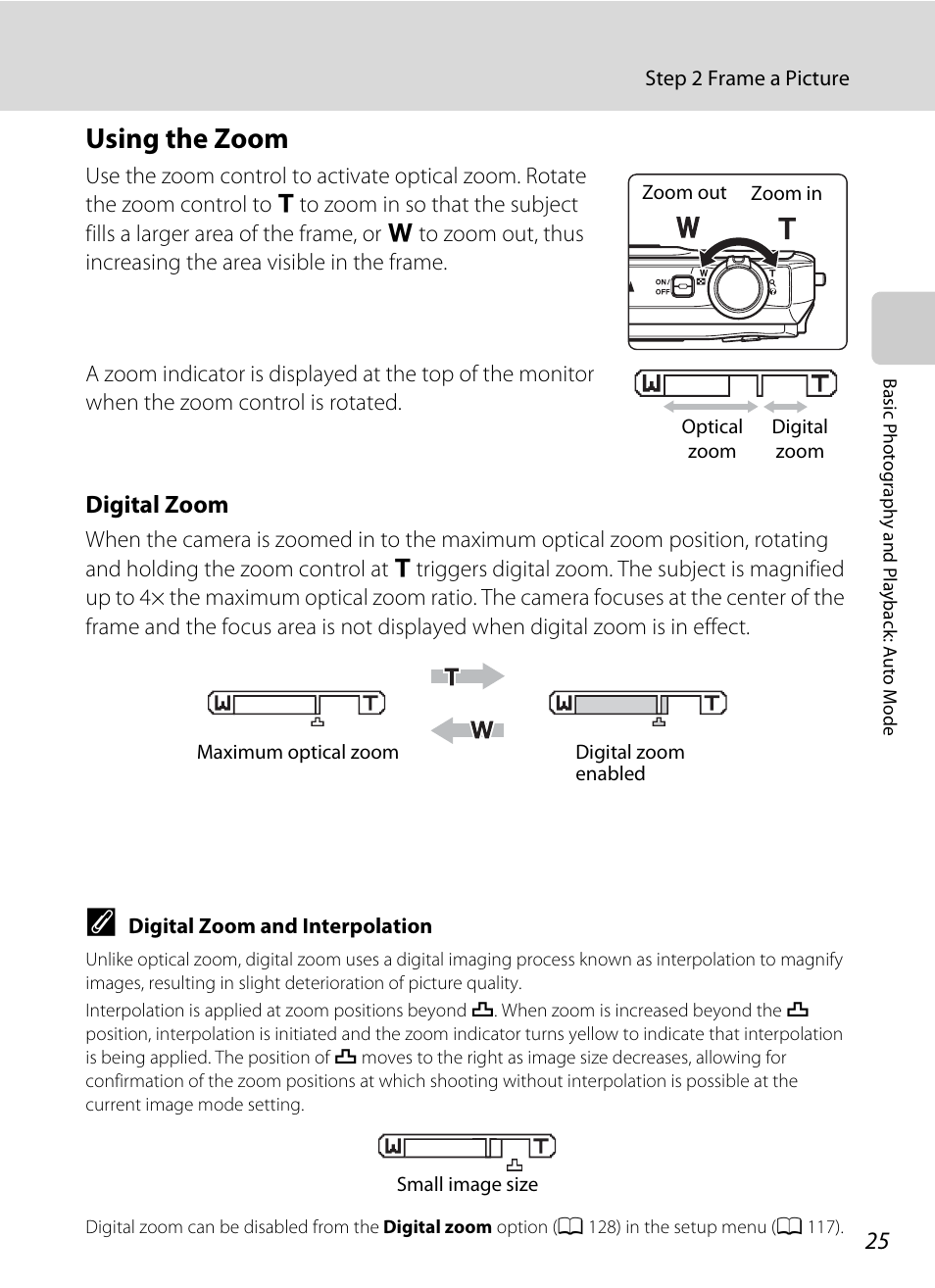 Using the zoom, Digital zoom | Nikon S1000pj User Manual | Page 37 / 184