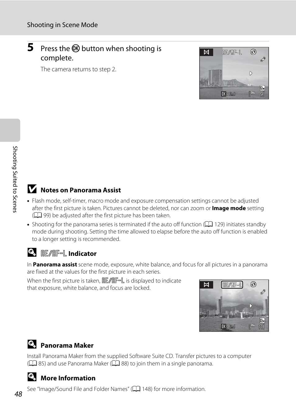 Press the k, Button when shooting is complete | Nikon S1000pj User Manual | Page 60 / 184