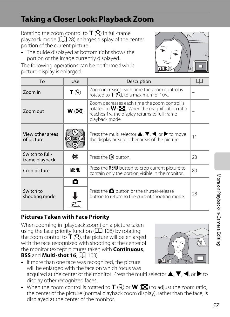 Taking a closer look: playback zoom | Nikon S1000pj User Manual | Page 69 / 184