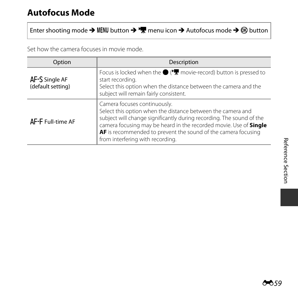 Autofocus mode | Nikon L30 User Manual | Page 111 / 160