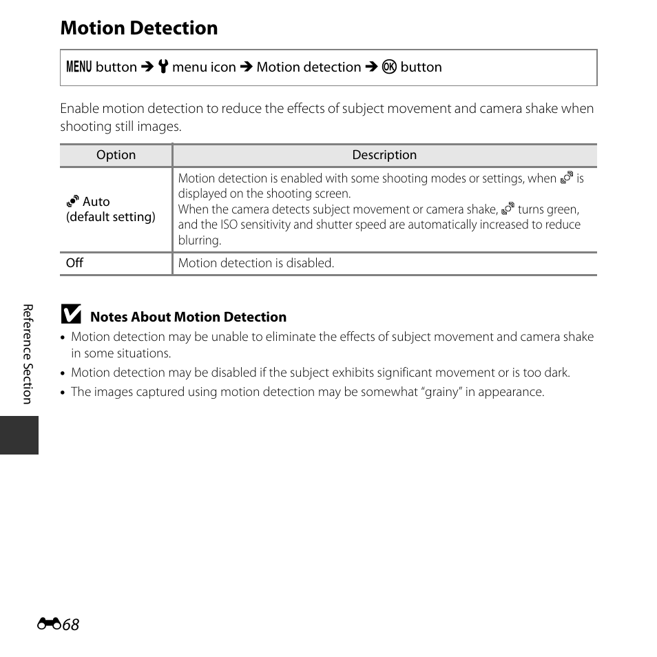 Motion detection | Nikon L30 User Manual | Page 120 / 160