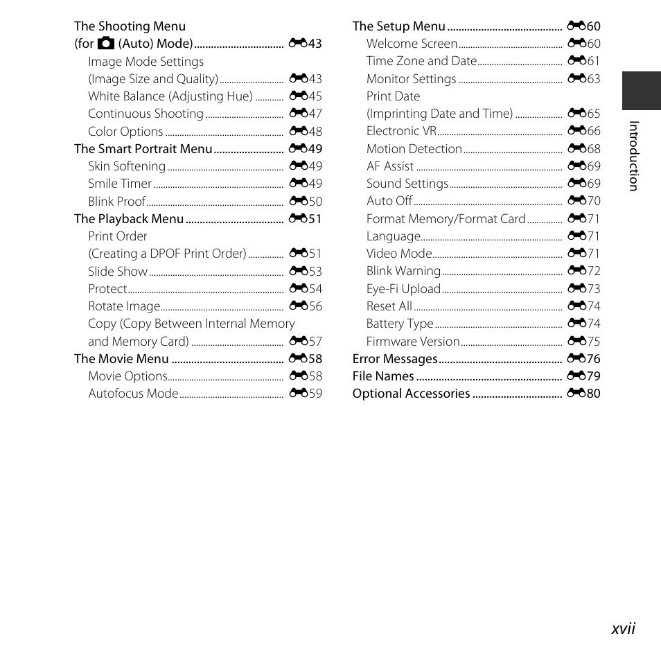 Xvii | Nikon L30 User Manual | Page 19 / 160