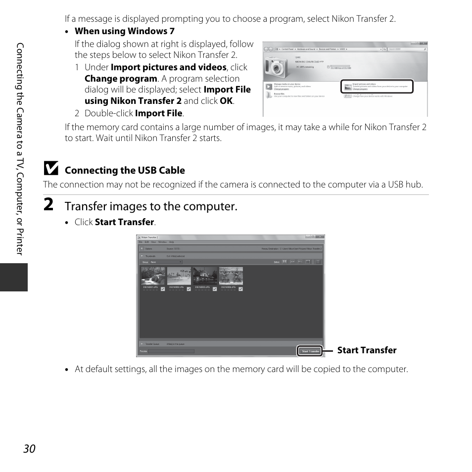 Transfer images to the computer | Nikon L30 User Manual | Page 50 / 160