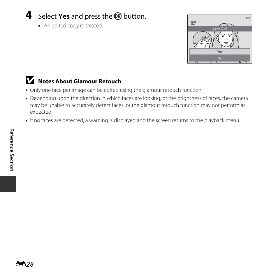 Select yes and press the k button | Nikon L30 User Manual | Page 80 / 160