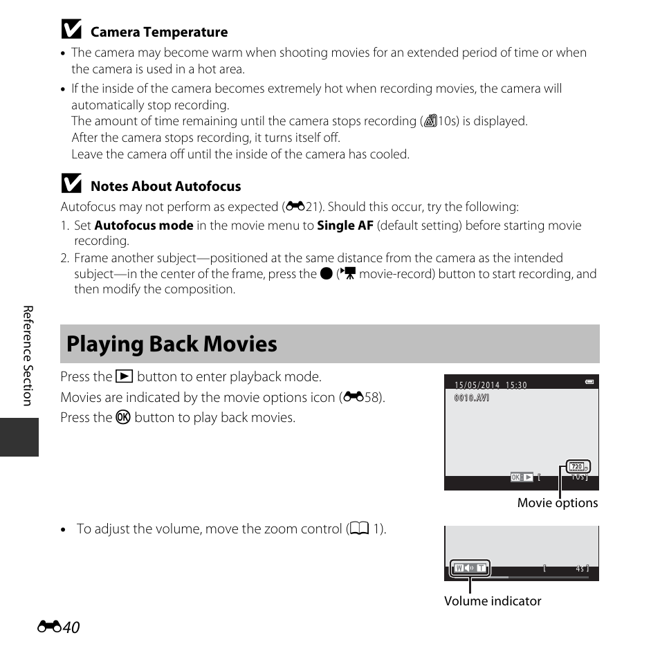 Playing back movies | Nikon L30 User Manual | Page 92 / 160
