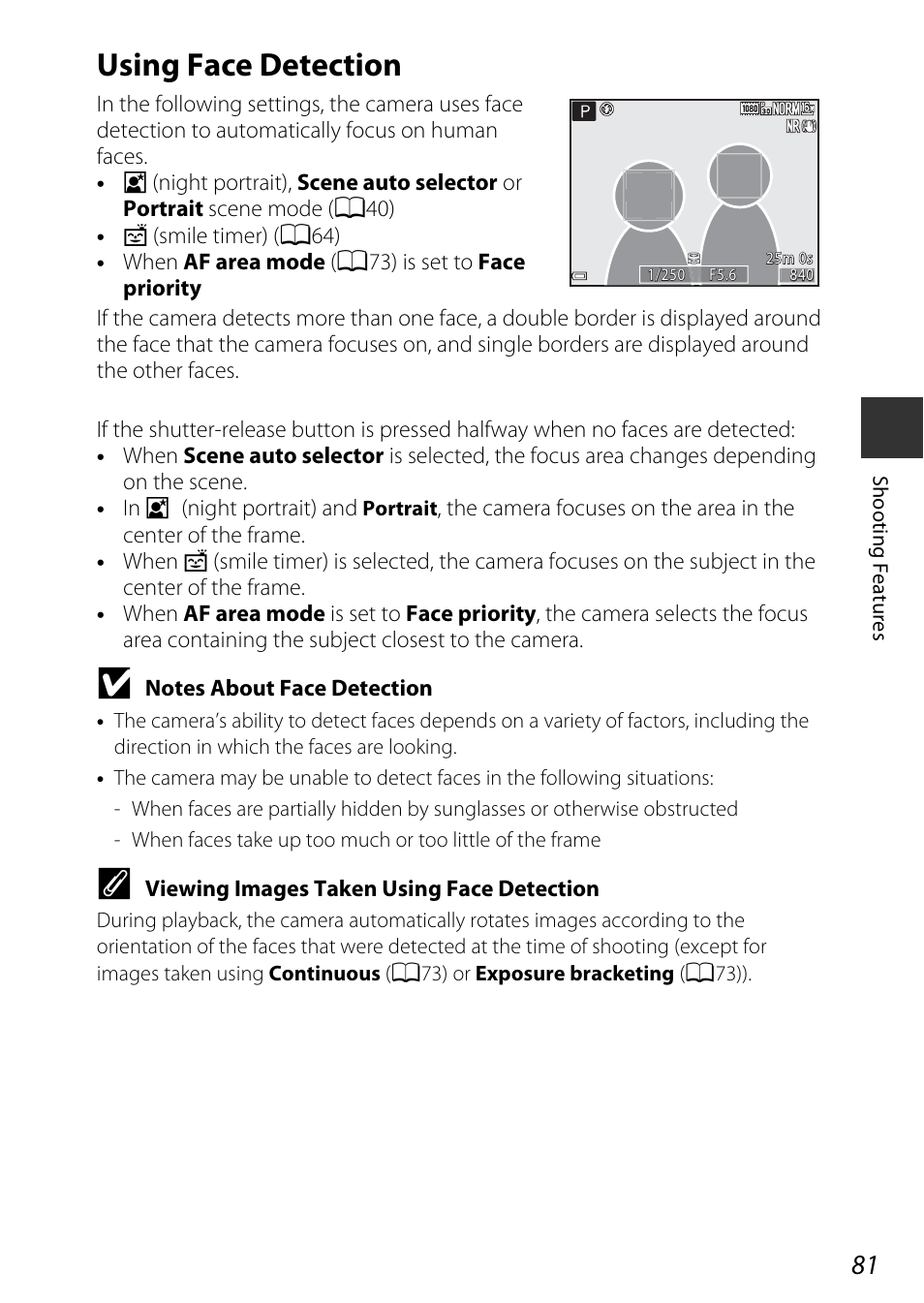 Using face detection | Nikon P600 User Manual | Page 103 / 236