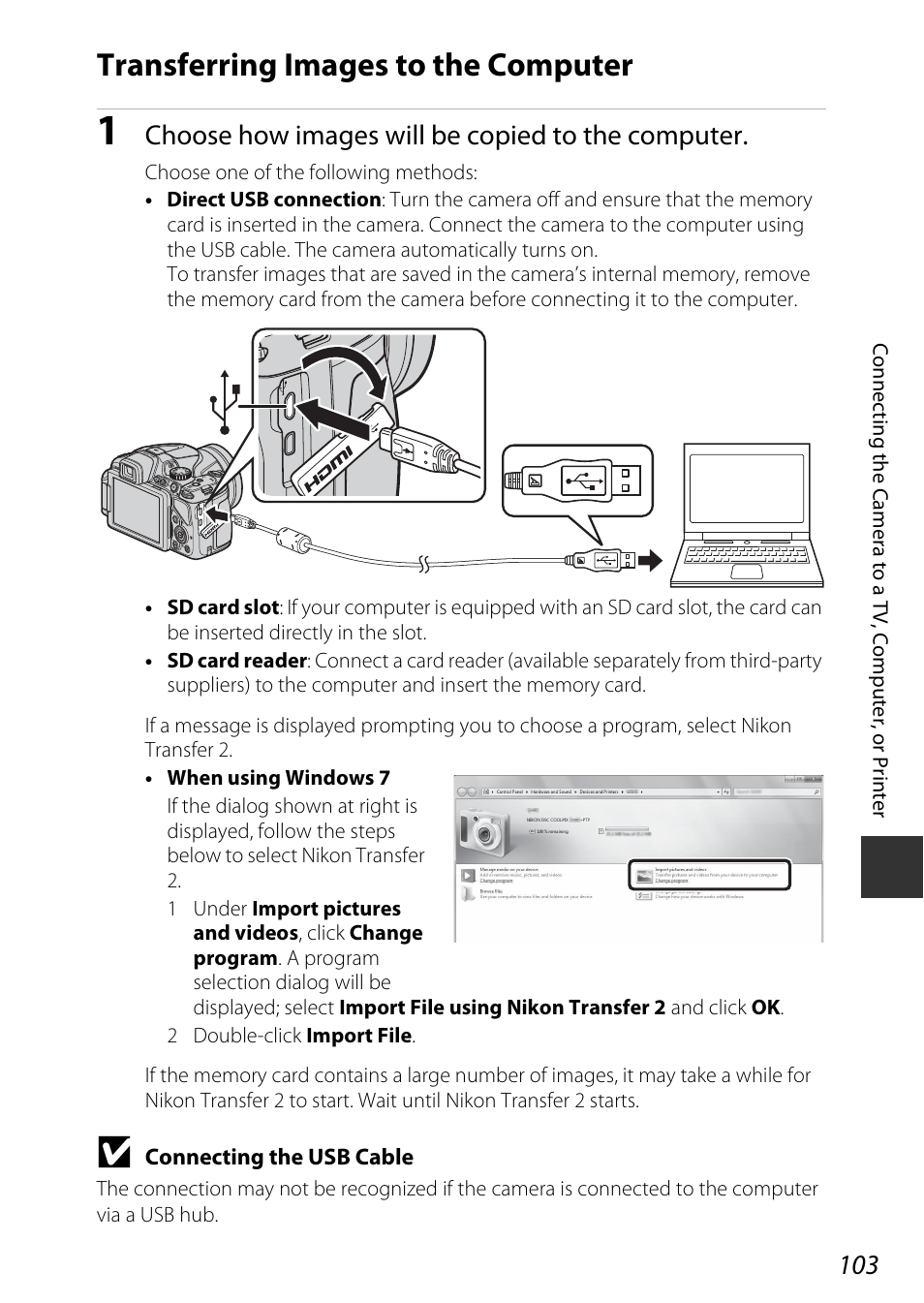 Transferring images to the computer, Choose how images will be copied to the computer | Nikon P600 User Manual | Page 125 / 236