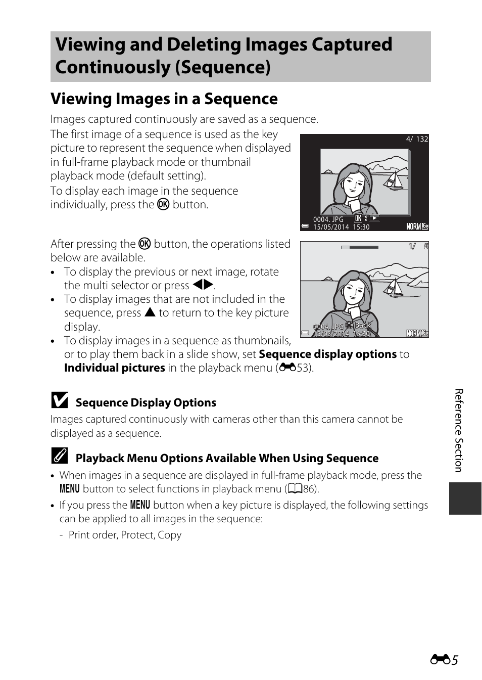 Viewing images in a sequence | Nikon P600 User Manual | Page 131 / 236