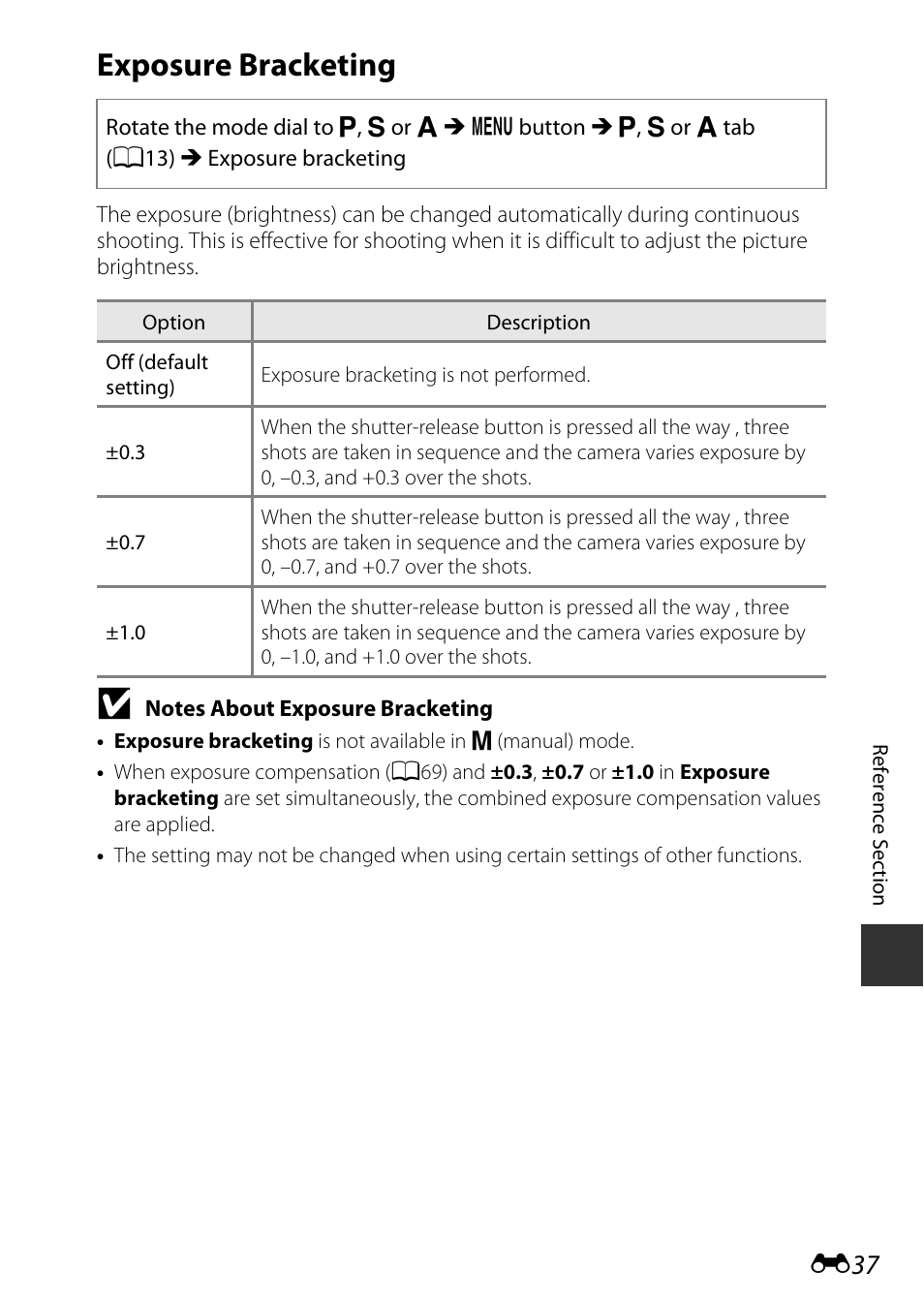 Exposure bracketing | Nikon P600 User Manual | Page 163 / 236