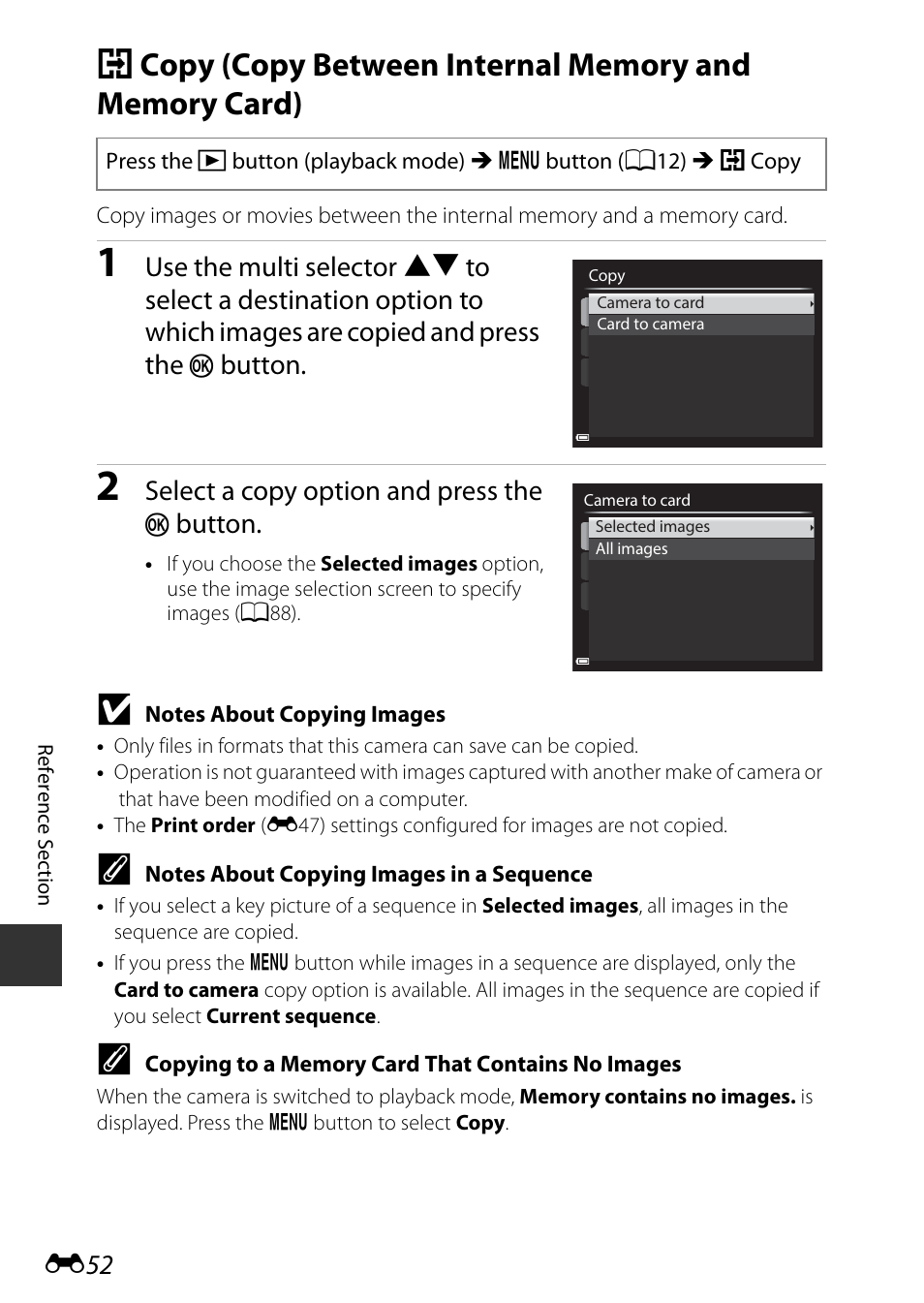 Button, Select a copy option and press the | Nikon P600 User Manual | Page 178 / 236