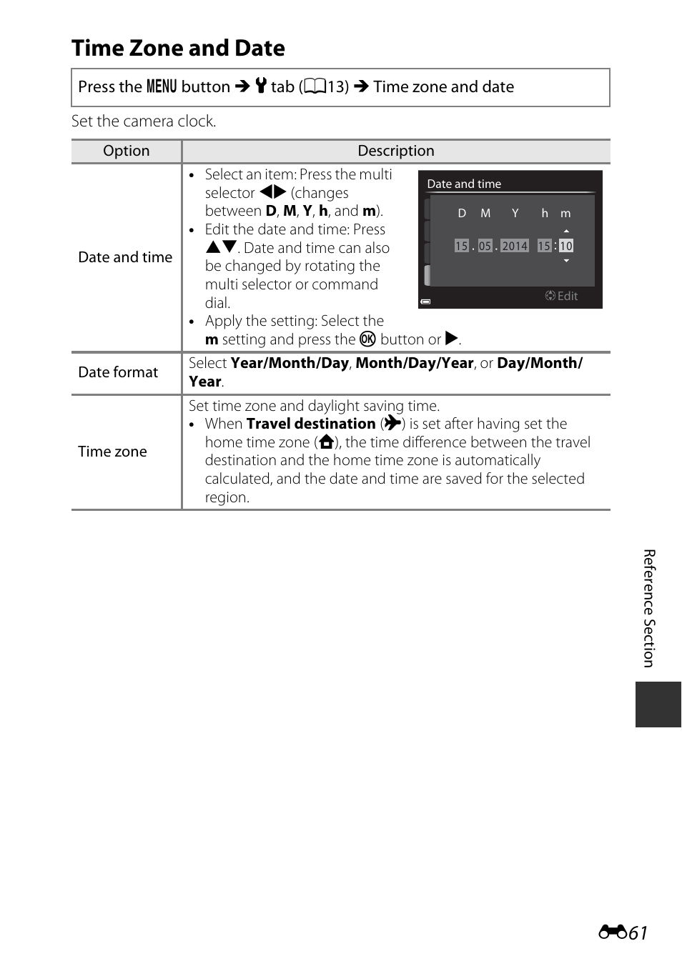 Time zone and date | Nikon P600 User Manual | Page 187 / 236