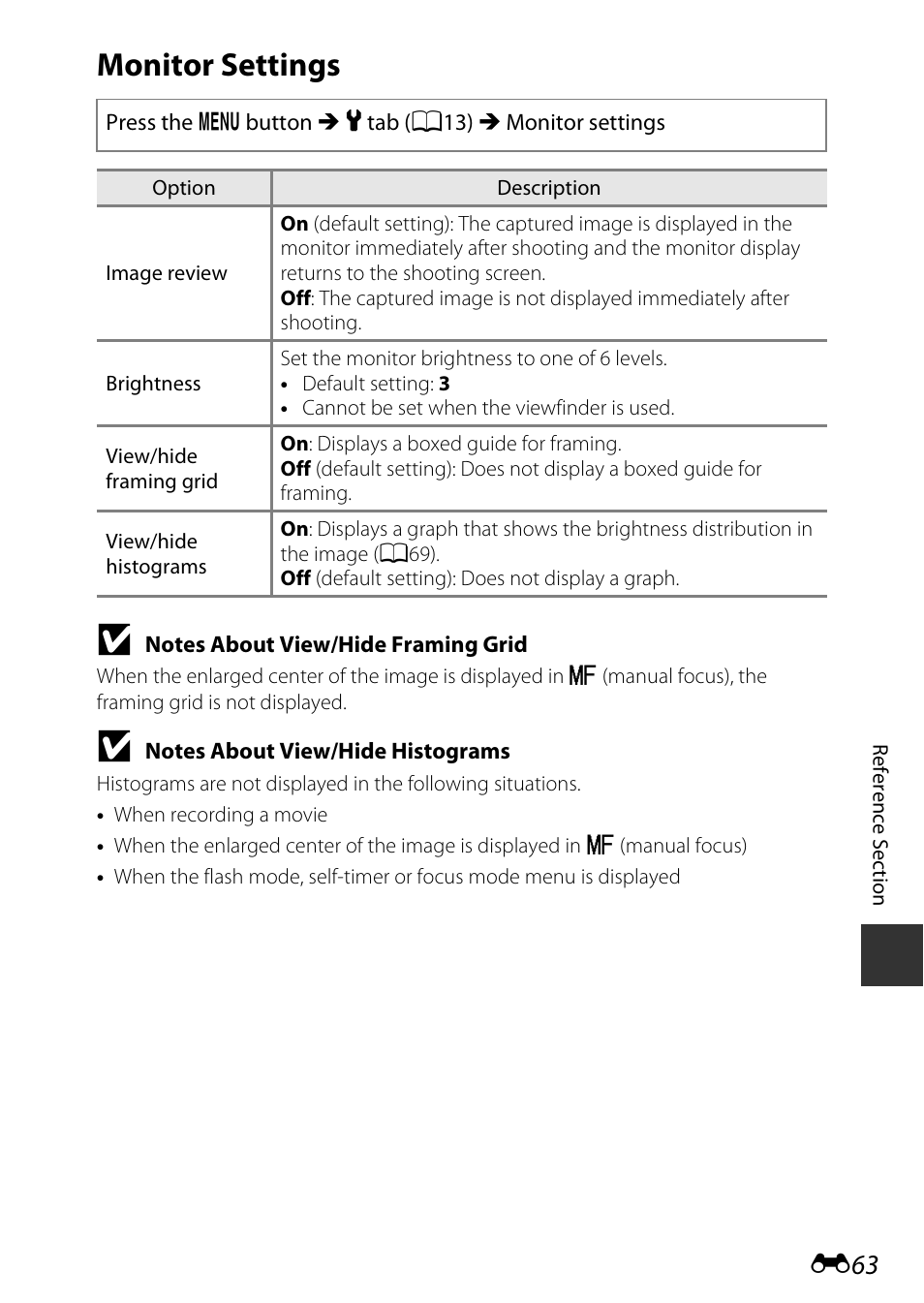 Monitor settings | Nikon P600 User Manual | Page 189 / 236