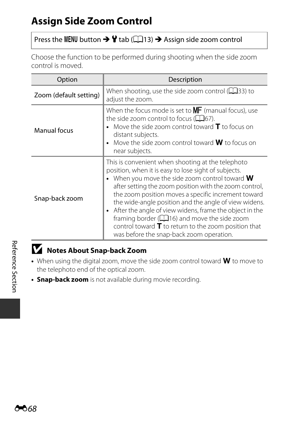 Assign side zoom control | Nikon P600 User Manual | Page 194 / 236