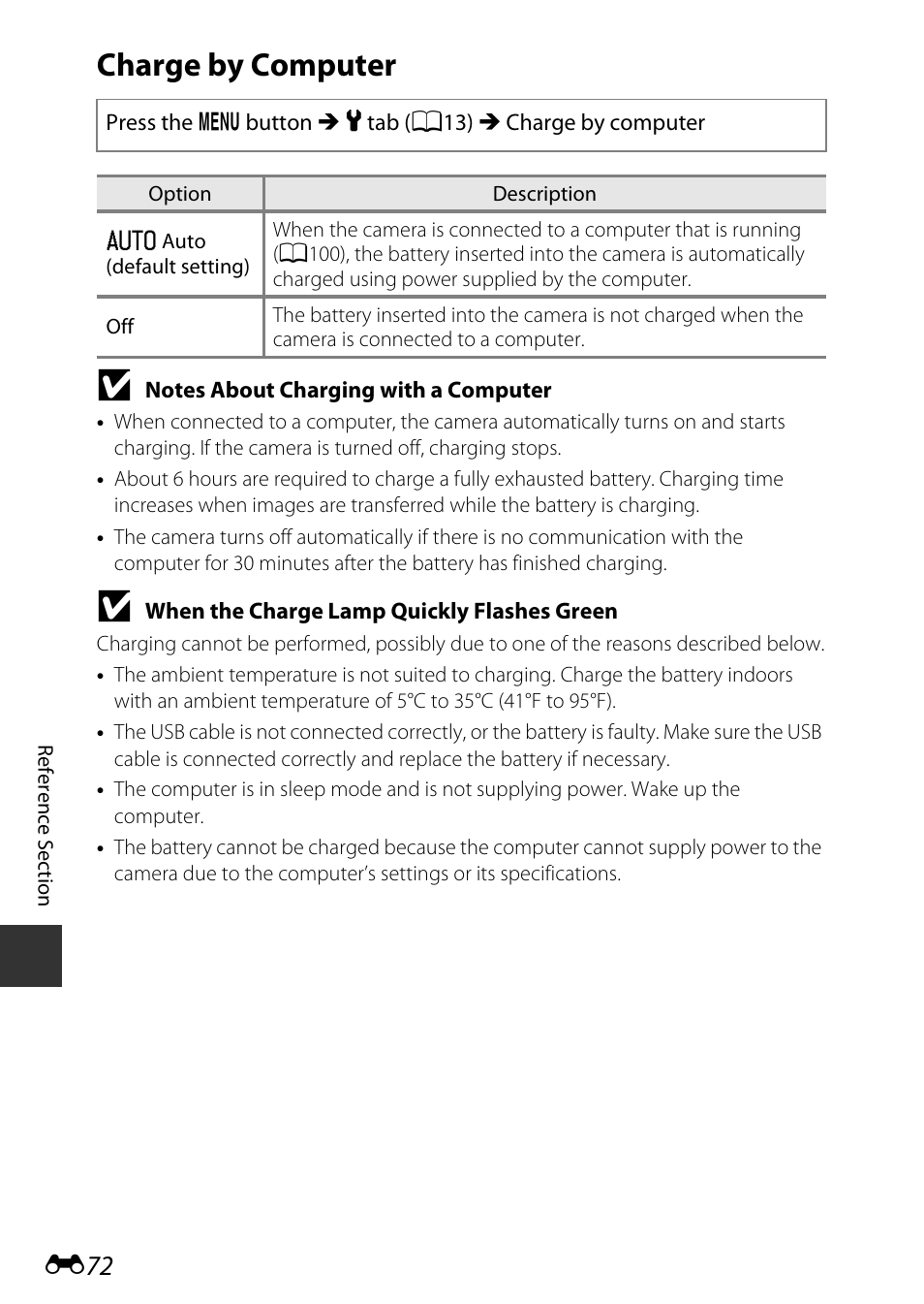 Charge by computer, E72) | Nikon P600 User Manual | Page 198 / 236