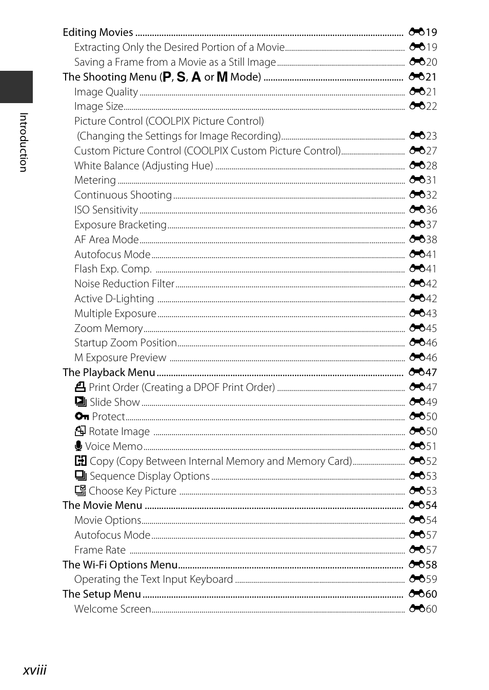 Xviii | Nikon P600 User Manual | Page 20 / 236