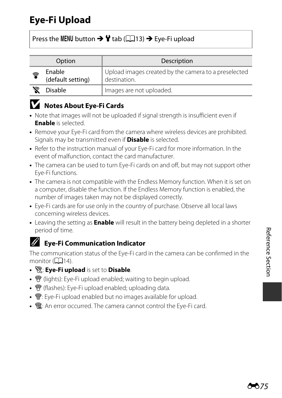 Eye-fi upload | Nikon P600 User Manual | Page 201 / 236