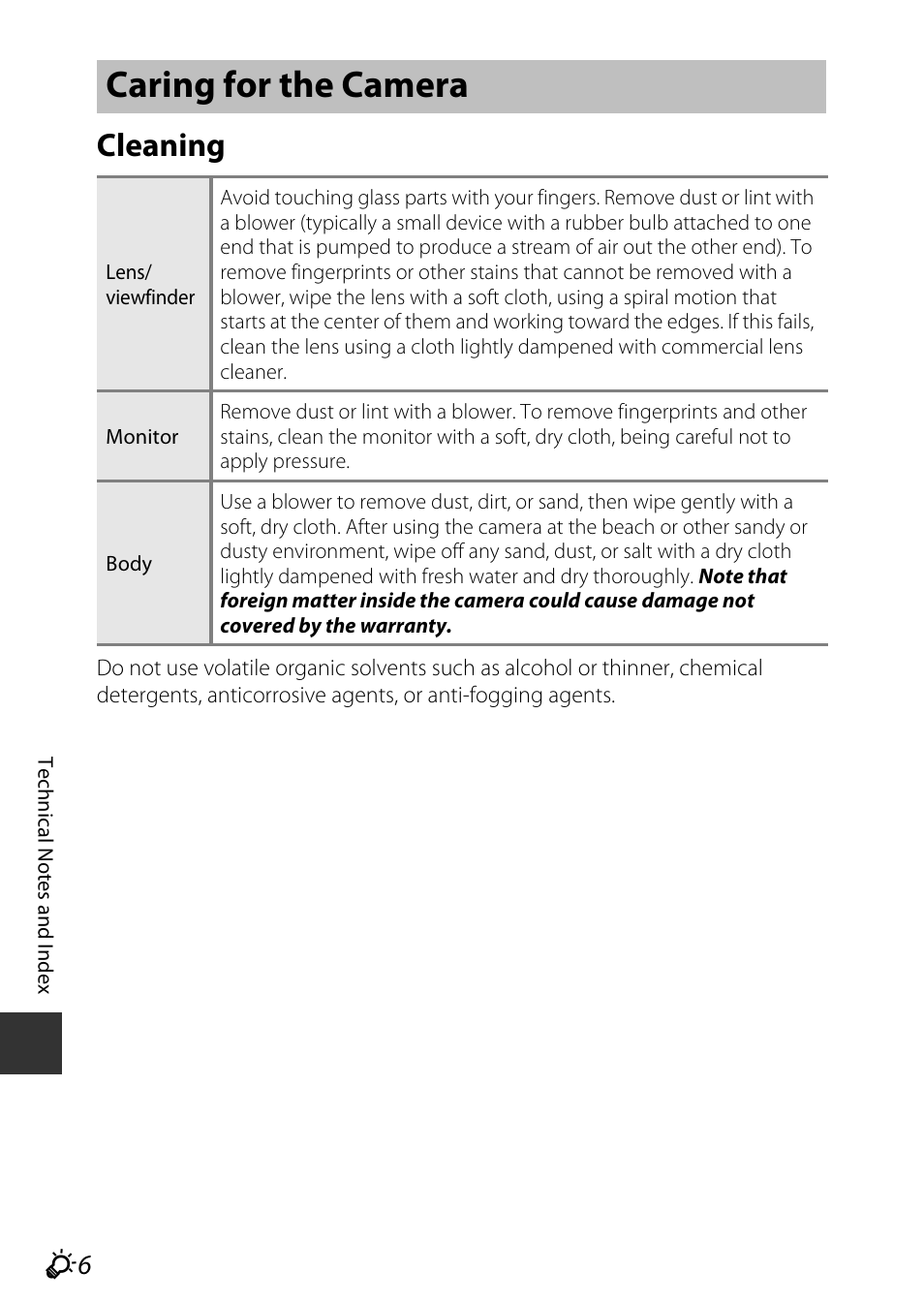 Caring for the camera, Cleaning | Nikon P600 User Manual | Page 214 / 236