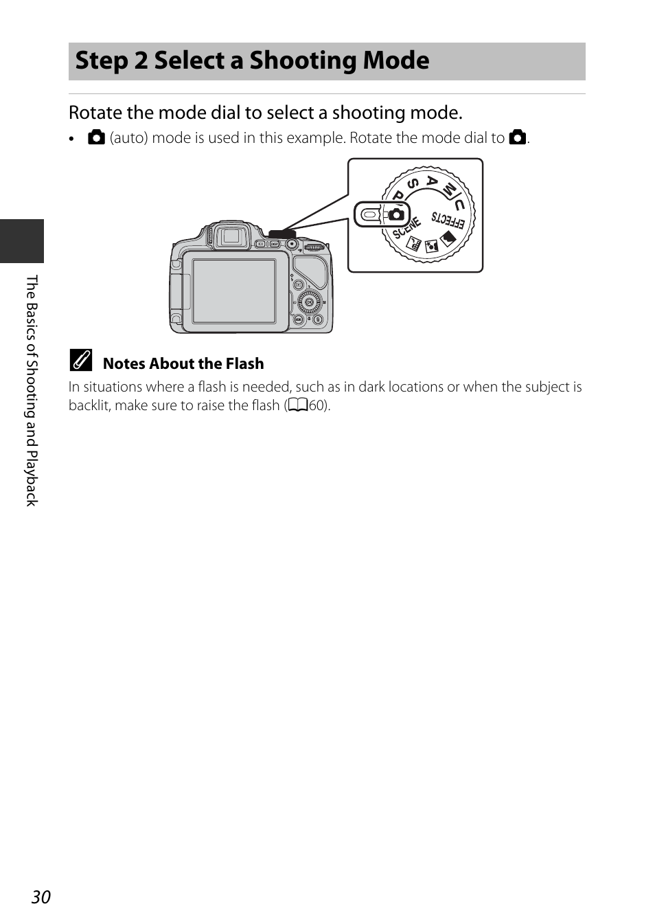 Step 2 select a shooting mode, Rotate the mode dial to select a shooting mode | Nikon P600 User Manual | Page 52 / 236